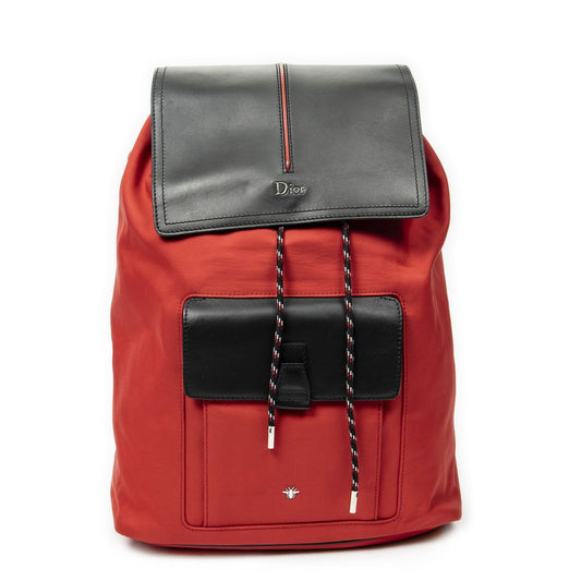 Dior Motion Backpack Red Black Nylon Canvas