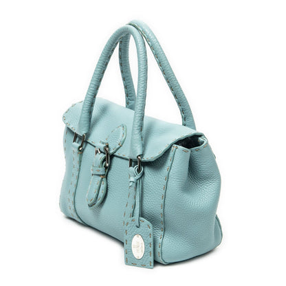 Fendi Mini Linda Light Blue Selleria Leather Messenger — view 2