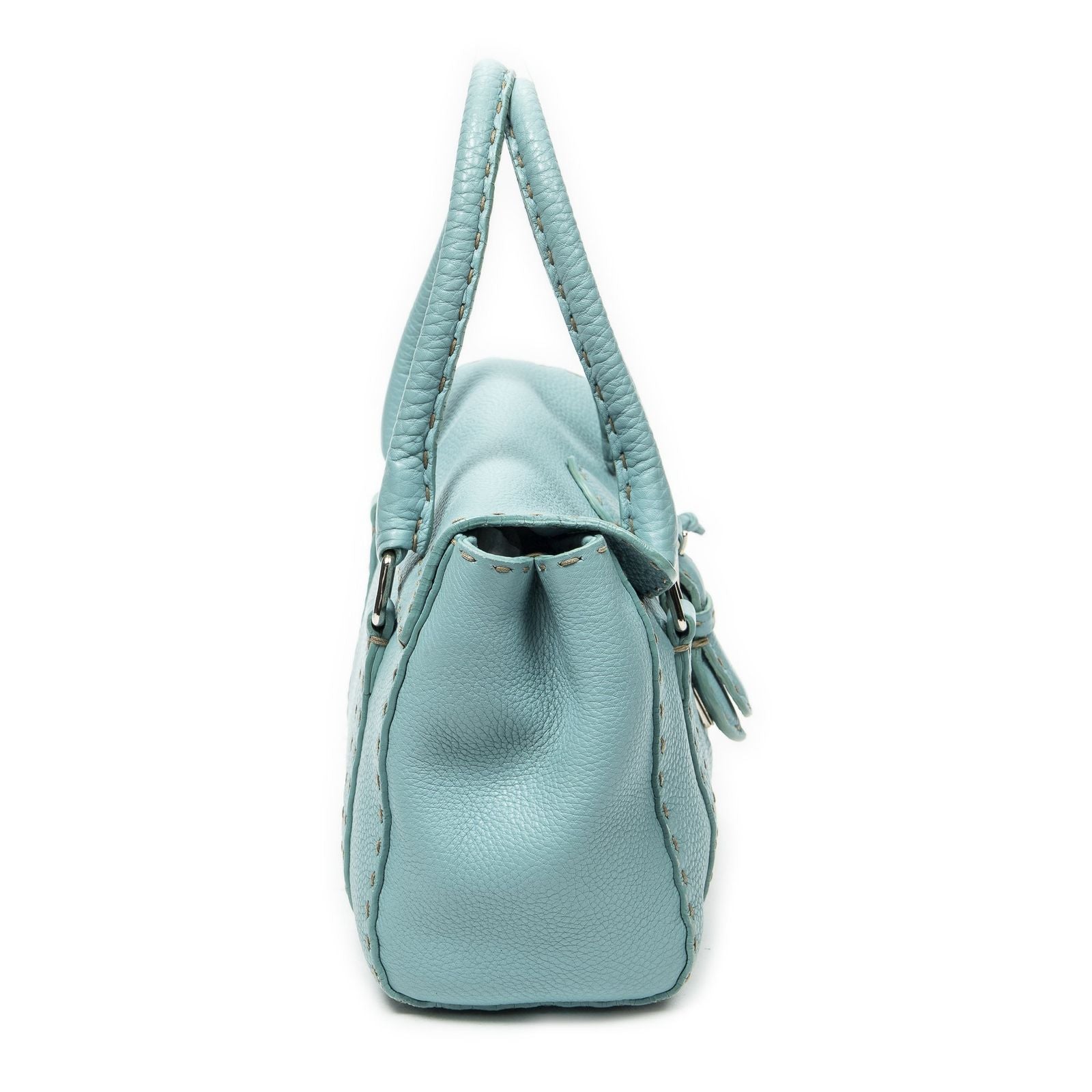 Fendi Mini Linda Light Blue Selleria Leather Messenger — view 4