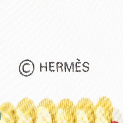 Hermes Scarf Ivory Green Brown Silk — view 4