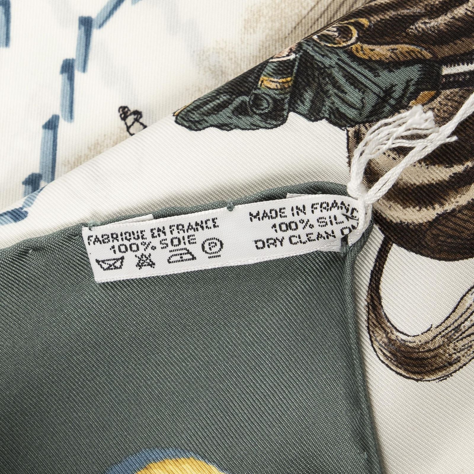 Hermes Scarf Ivory Green Brown Silk — view 5