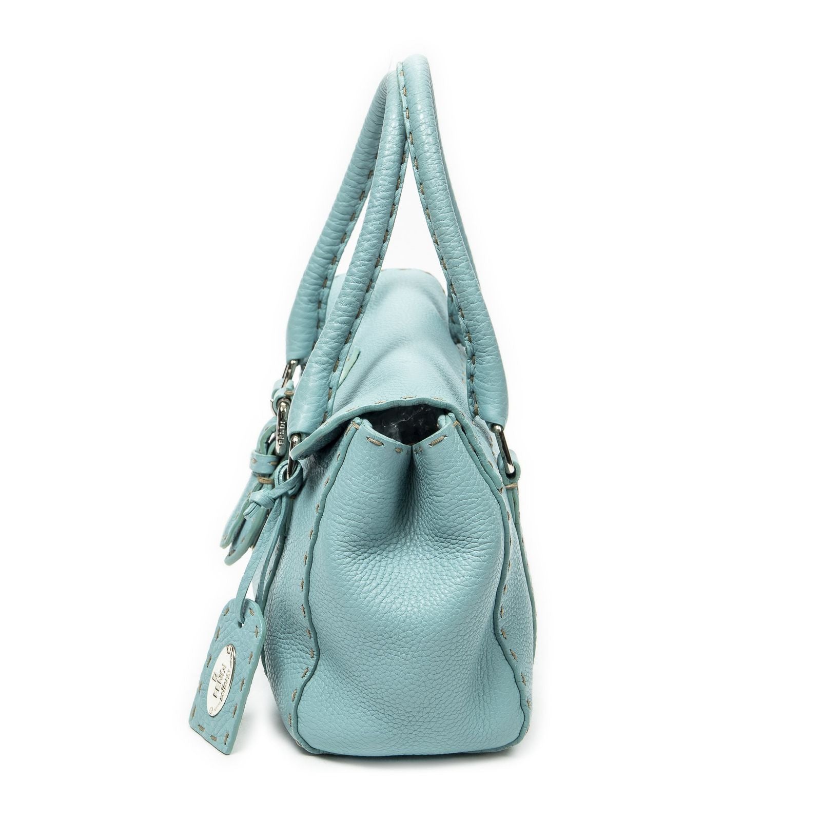 Fendi Mini Linda Light Blue Selleria Leather Messenger — view 3