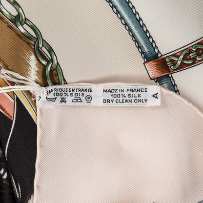 Hermes Scarf Light Pink Brown Ivory Silk — view 5