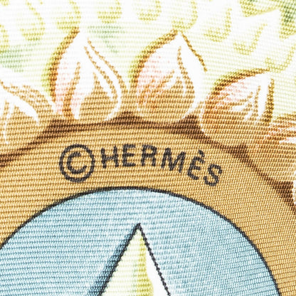 Hermes Scarf Light Pink Brown Ivory Silk — view 4