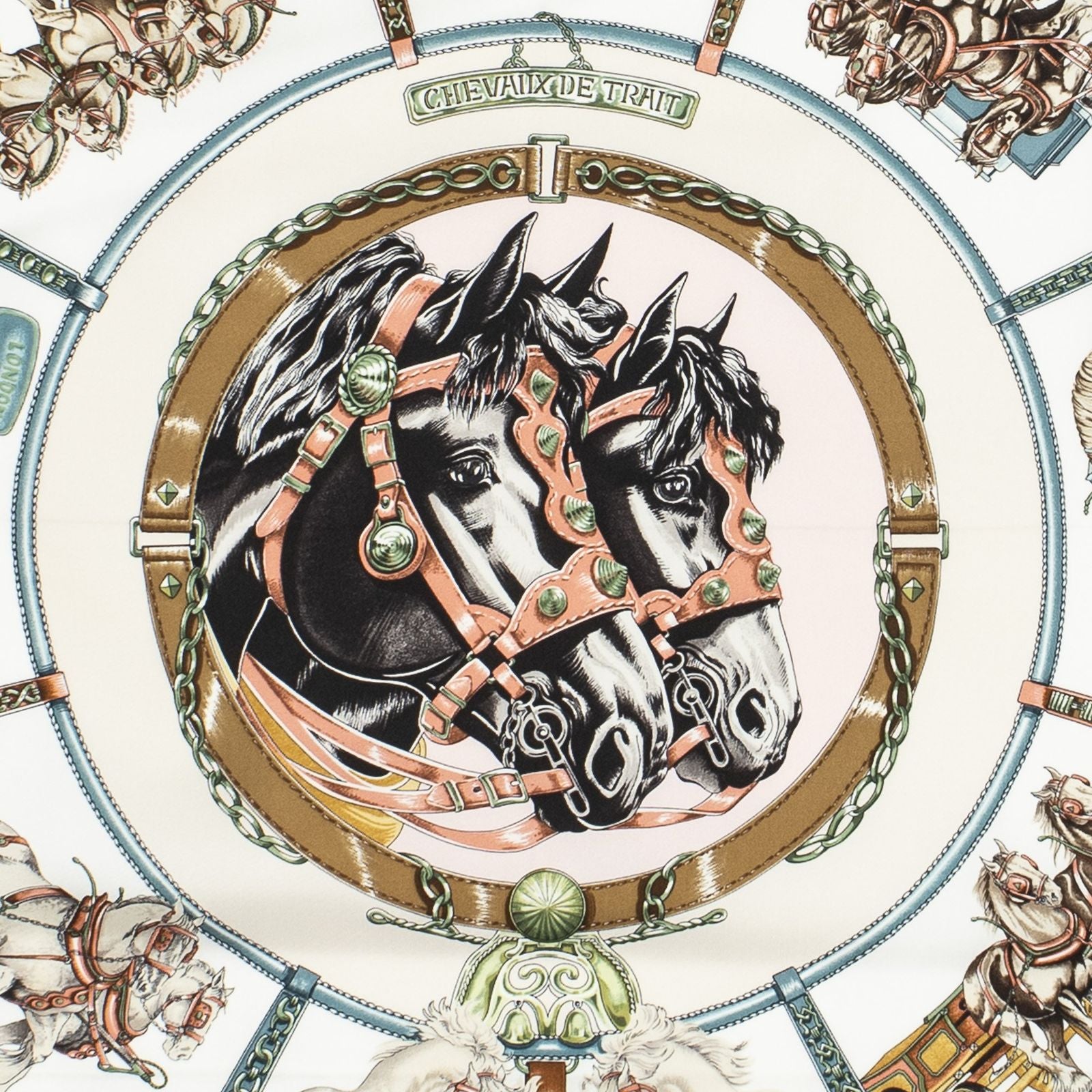 Hermes Scarf Light Pink Brown Ivory Silk — view 3