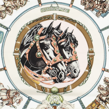 Hermes Scarf Light Pink Brown Ivory Silk — view 3