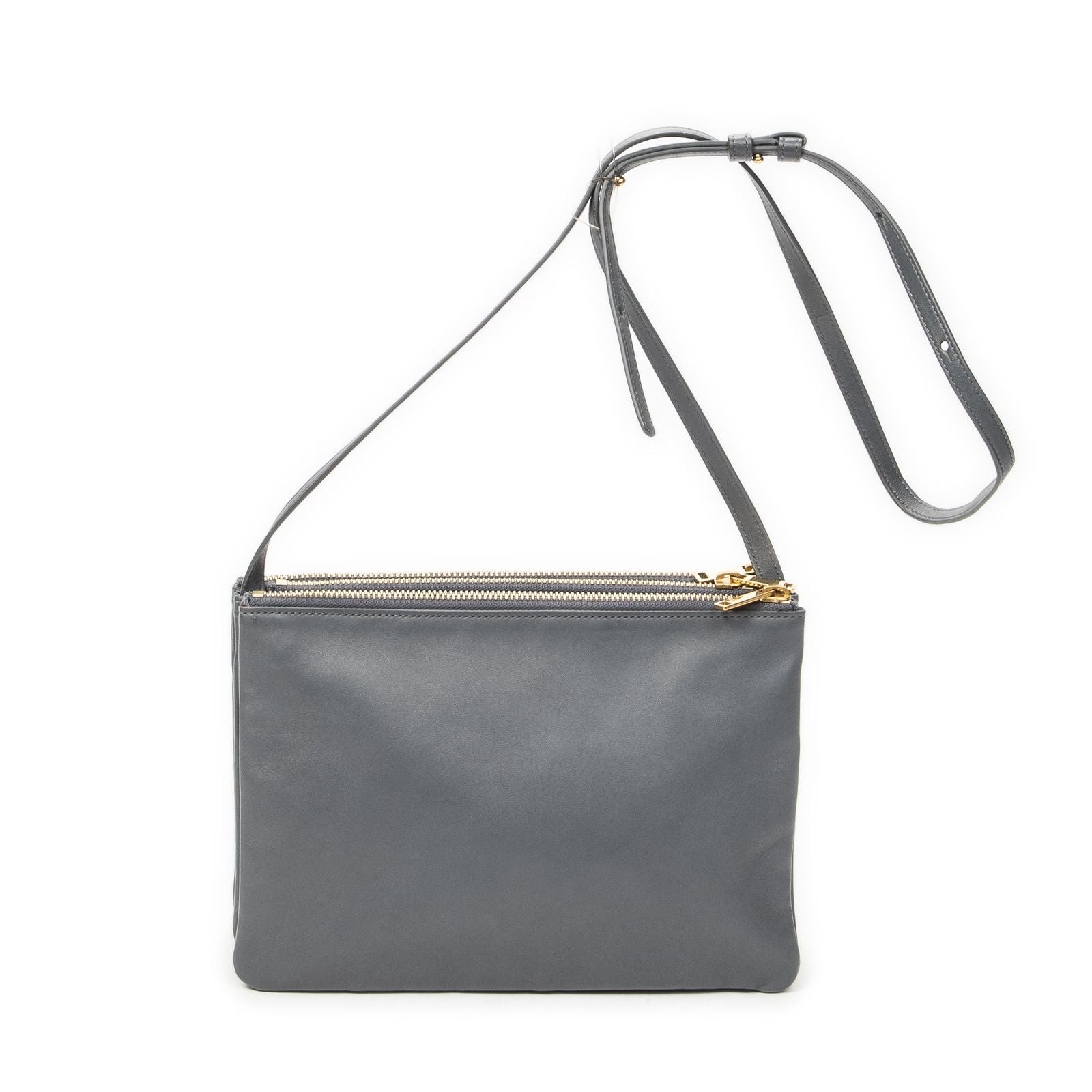 Celine Large Trio Crossbody Gray Calfskin Leather — view 5