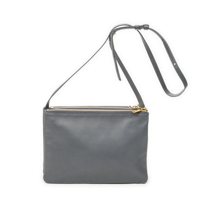 Celine Large Trio Crossbody Gray Calfskin Leather — view 5