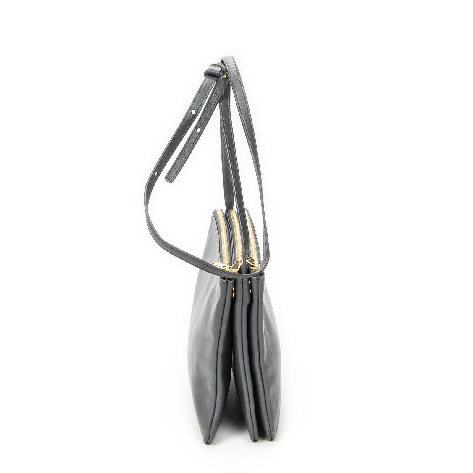 Celine Large Trio Crossbody Gray Calfskin Leather — view 4