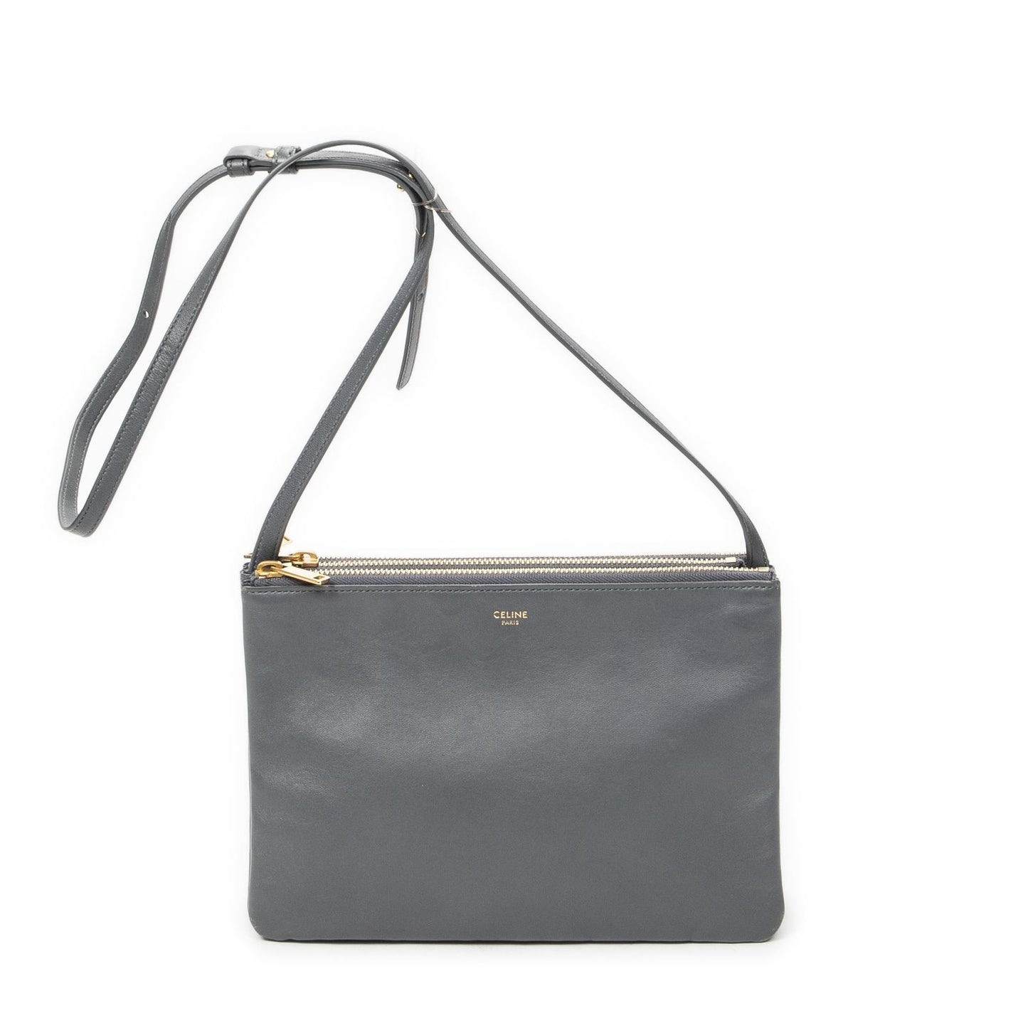 Celine Large Trio Crossbody Gray Calfskin Leather
