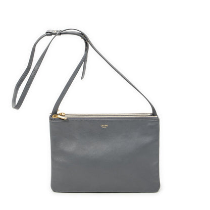 Celine Large Trio Crossbody Gray Calfskin Leather