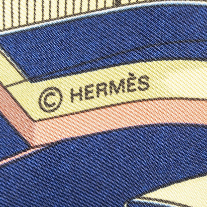 Hermes Scarf Navy Green 100% Gold Twill Silk — view 4
