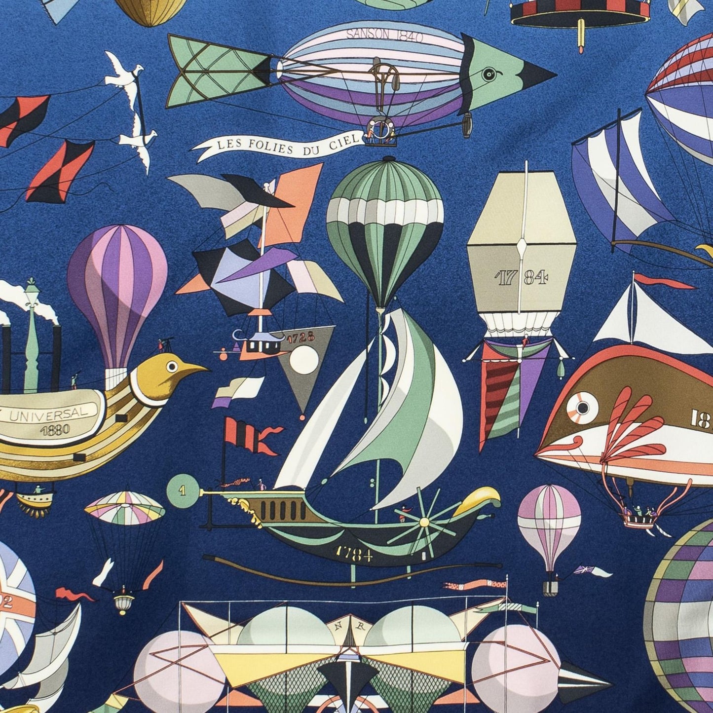 Hermes Scarf Navy Green 100% Gold Twill Silk — view 3