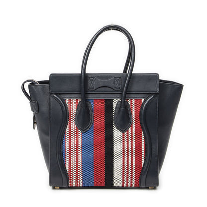 Celine Micro Luggage Black Red Blue Calfskin Leather — view 5