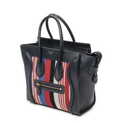 Celine Micro Luggage Black Red Blue Calfskin Leather — view 2