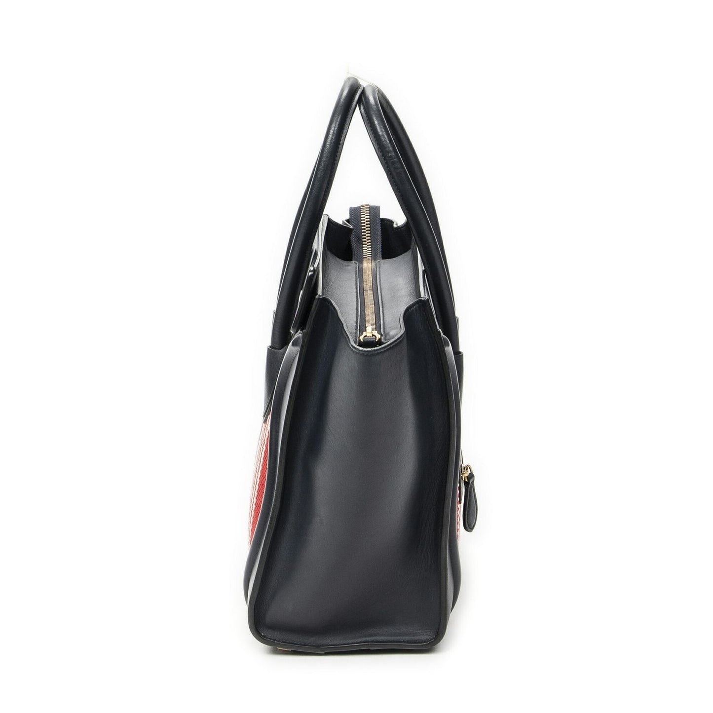 Celine Micro Luggage Black Red Blue Calfskin Leather — view 4