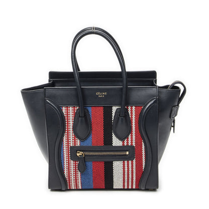 Celine Micro Luggage Black Red Blue Calfskin Leather