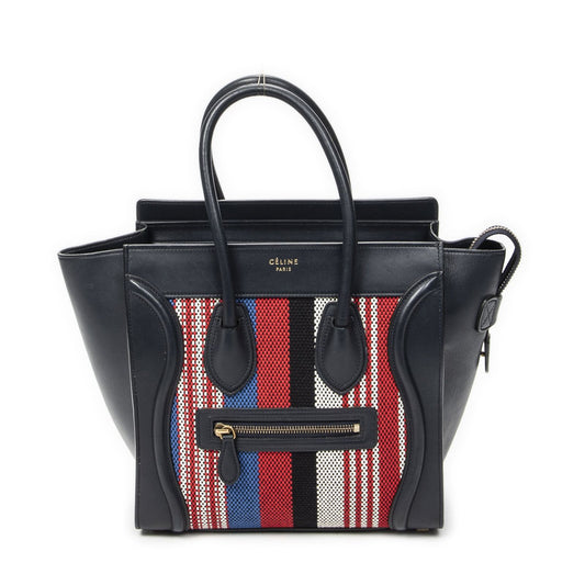 Celine Micro Luggage Black Red Blue Calfskin Leather