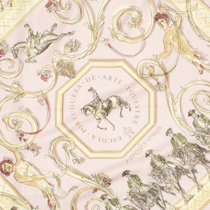 Hermes Scarf Pink Yellow Green Silk — view 3