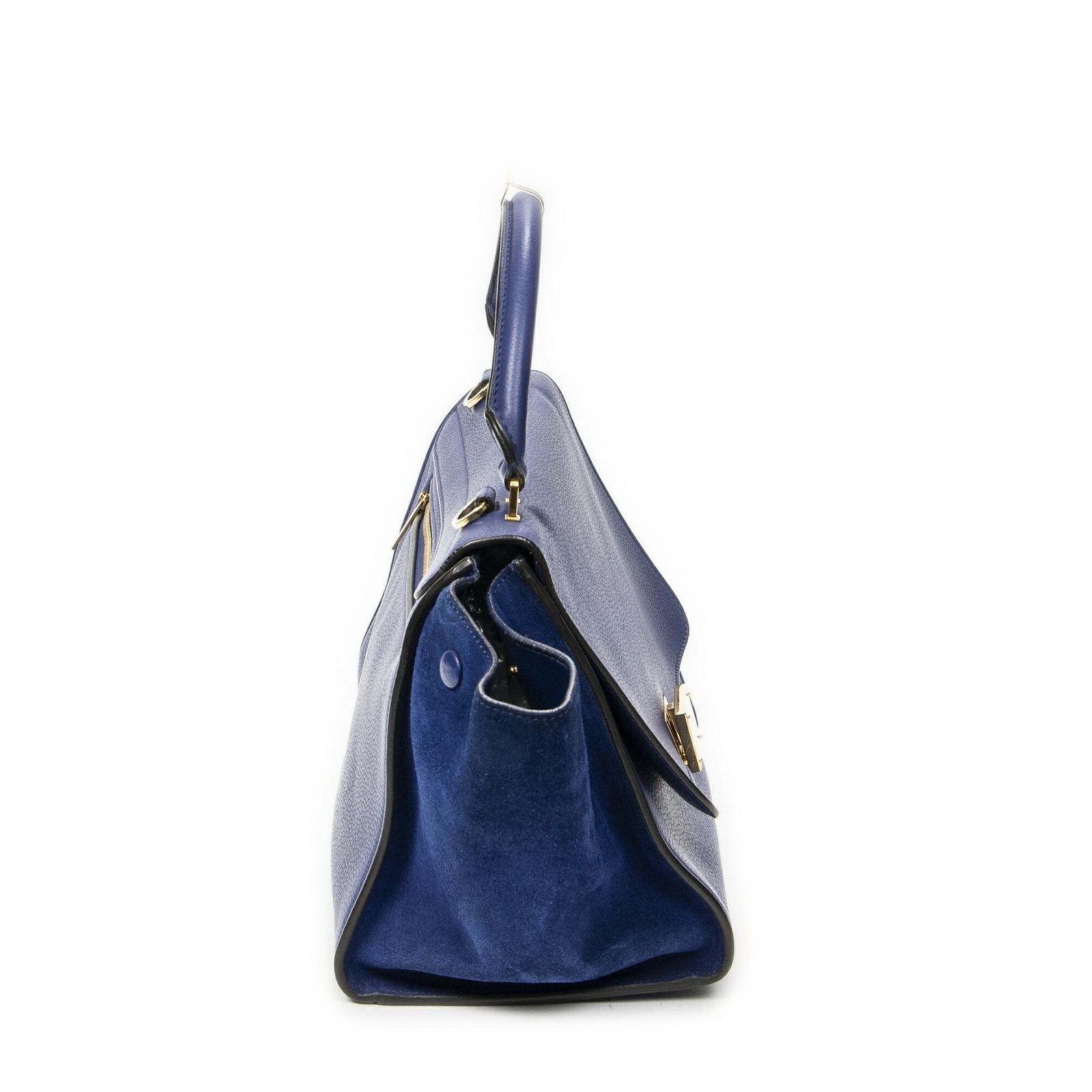 Celine Small Medium Swing Dark Blue Gray Calfskin Leather Messenger — view 4