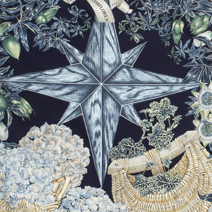 Hermes Scarf Navy Green Beige Silk — view 3