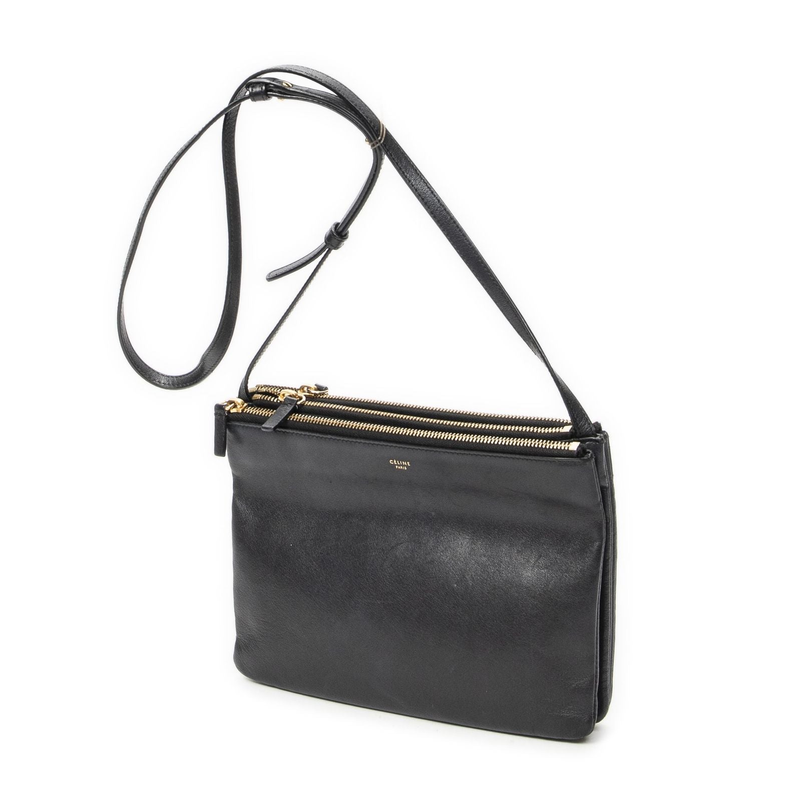 Celine Large Trio Crossbody Black Calfskin Leather — view 2