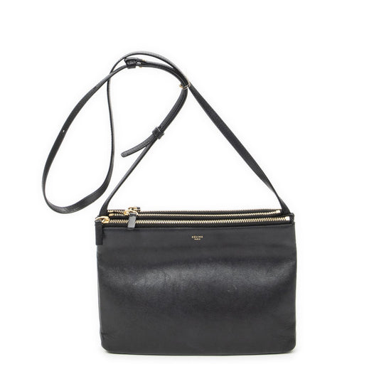 Celine Large Trio Crossbody Black Calfskin Leather