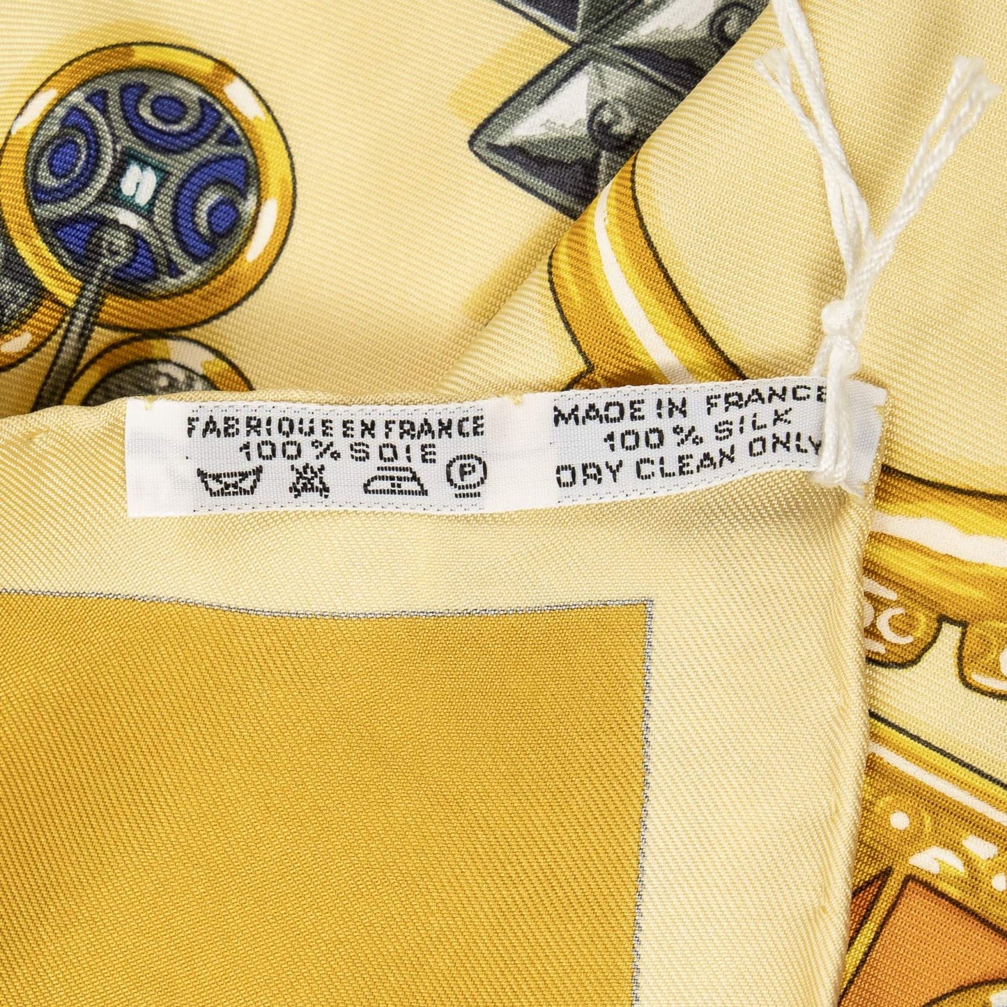 Hermes Scarf Yellow Gold Gray Silk — view 5