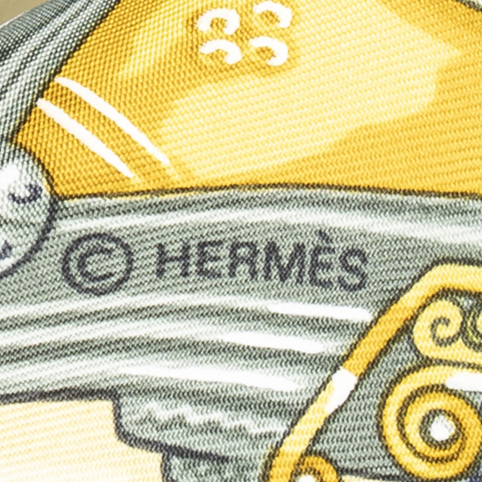 Hermes Scarf Yellow Gold Gray Silk — view 4