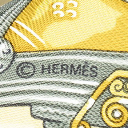 Hermes Scarf Yellow Gold Gray Silk — view 4