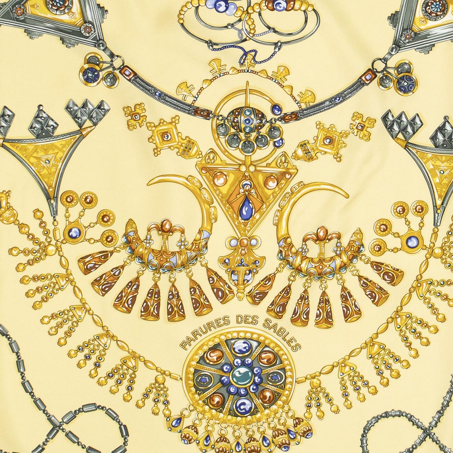 Hermes Scarf Yellow Gold Gray Silk — view 3