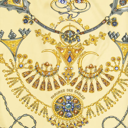 Hermes Scarf Yellow Gold Gray Silk — view 3