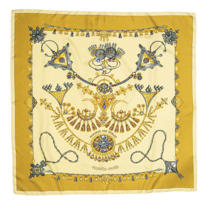 Hermes Scarf Yellow Gold Gray Silk — view 2