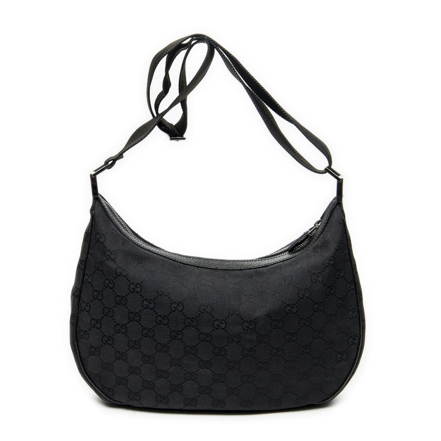 Gucci Round Zip Messenger Black GG Canvas — view 5