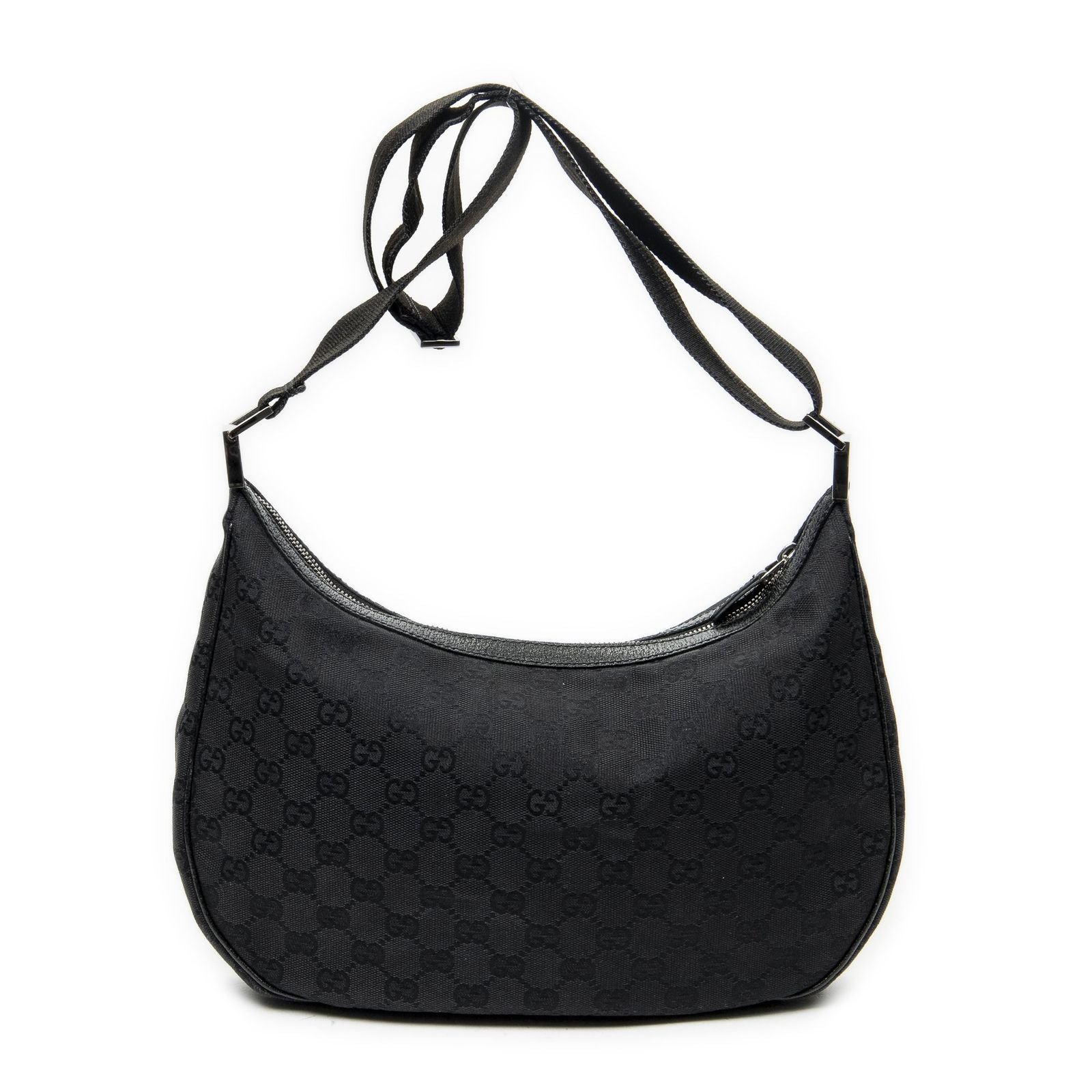 Gucci Round Zip Messenger Black GG Canvas — view 5