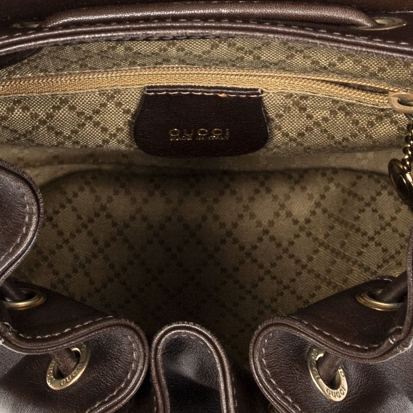 Gucci Mini Bamboo Backpack Dark Brown Calfskin Leather — view 9