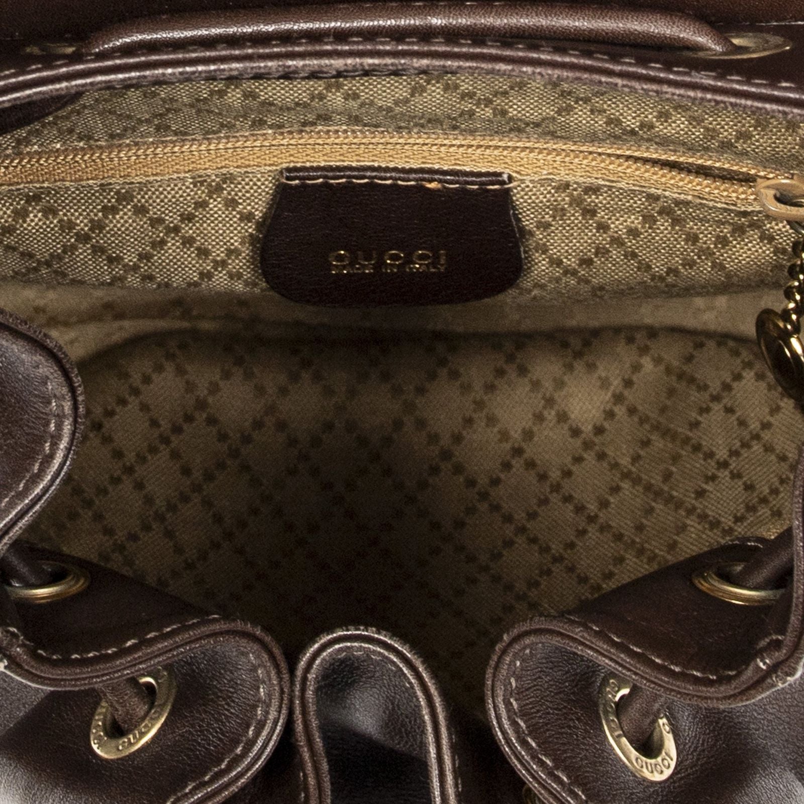 Gucci Mini Bamboo Backpack Dark Brown Calfskin Leather — view 9