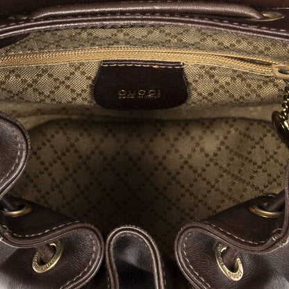 Gucci Mini Bamboo Backpack Dark Brown Calfskin Leather — view 9