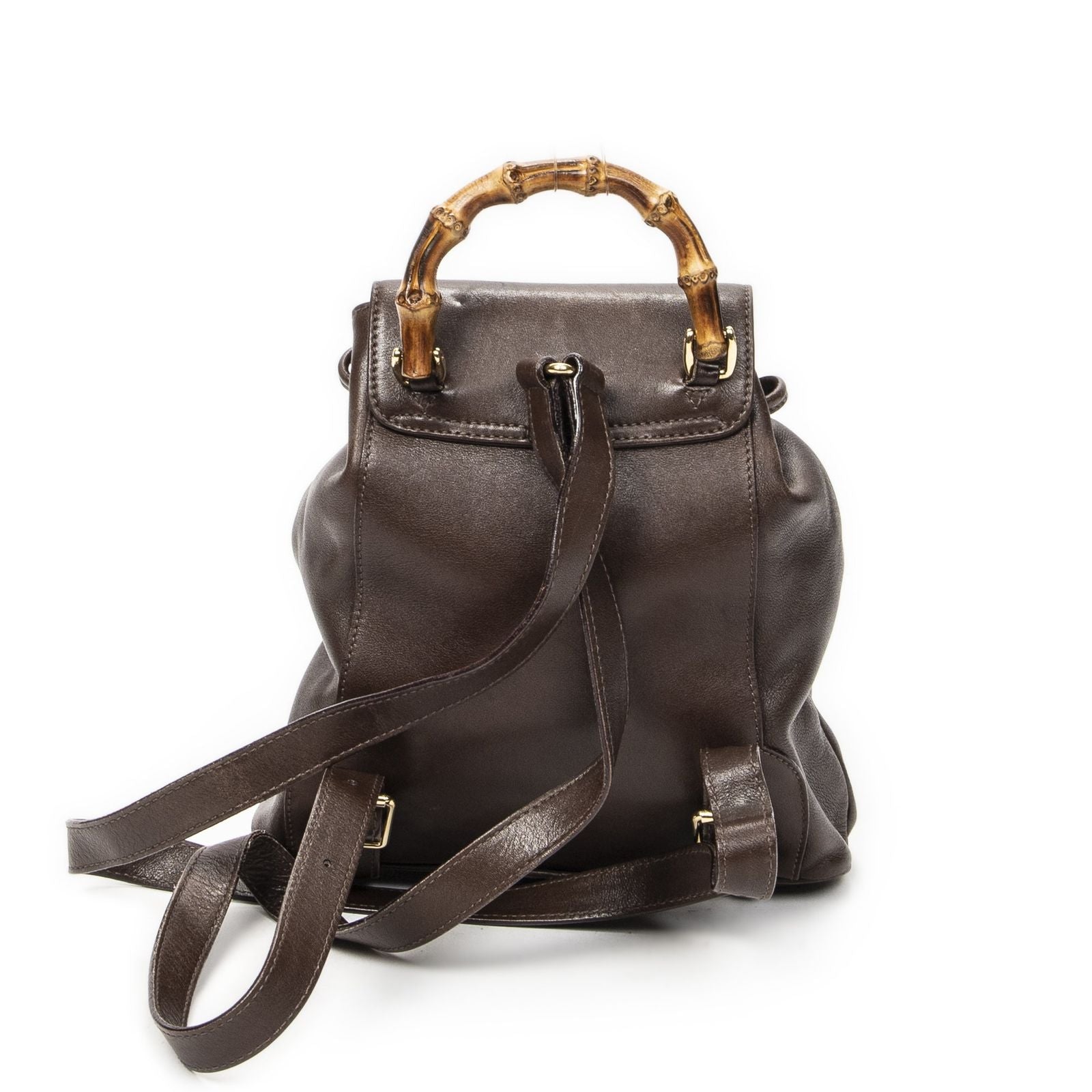 Gucci Mini Bamboo Backpack Dark Brown Calfskin Leather — view 5