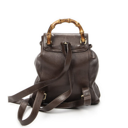 Gucci Mini Bamboo Backpack Dark Brown Calfskin Leather — view 5