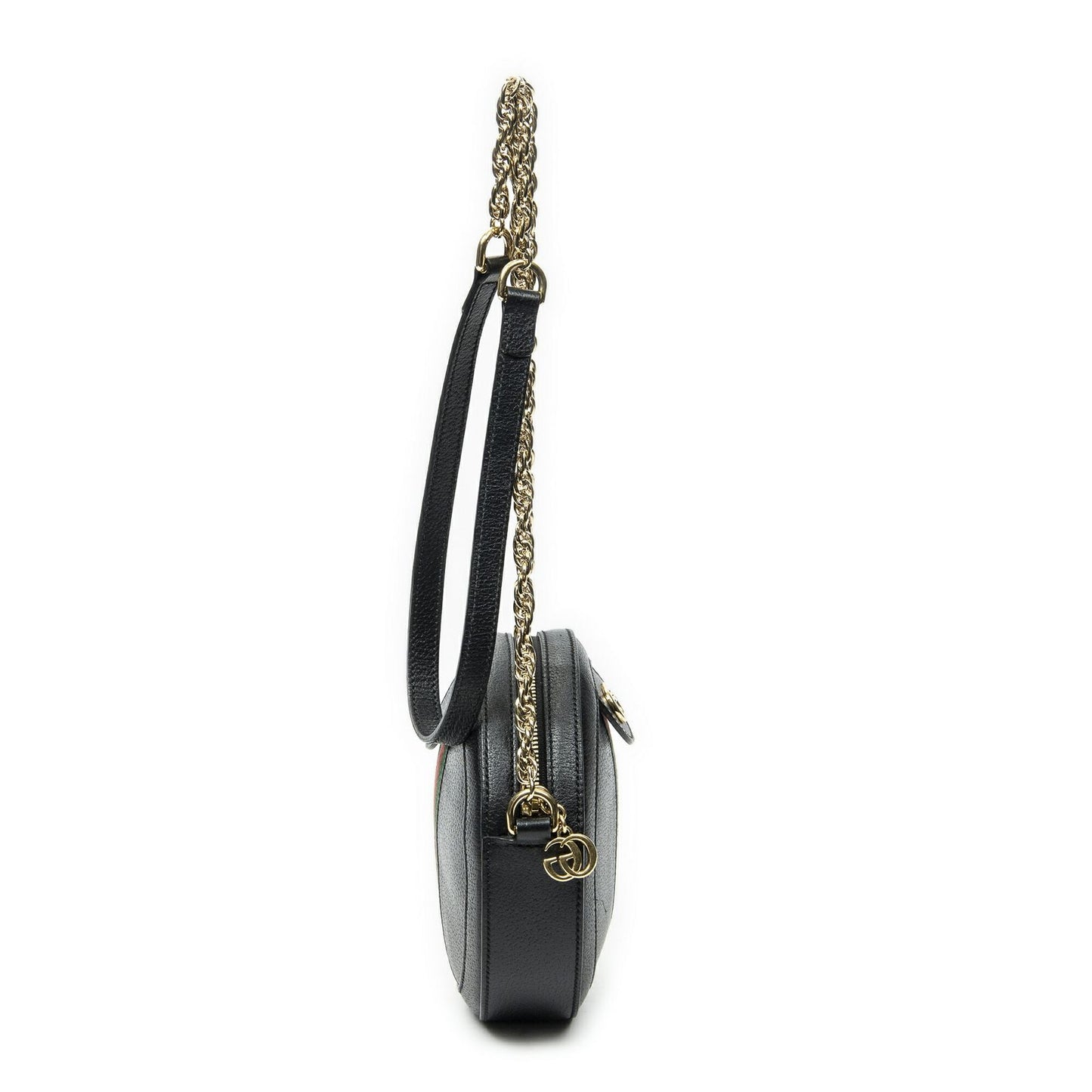 Gucci Mini Web Ophidia Crossbody Black Gray Calfskin Leather — view 4