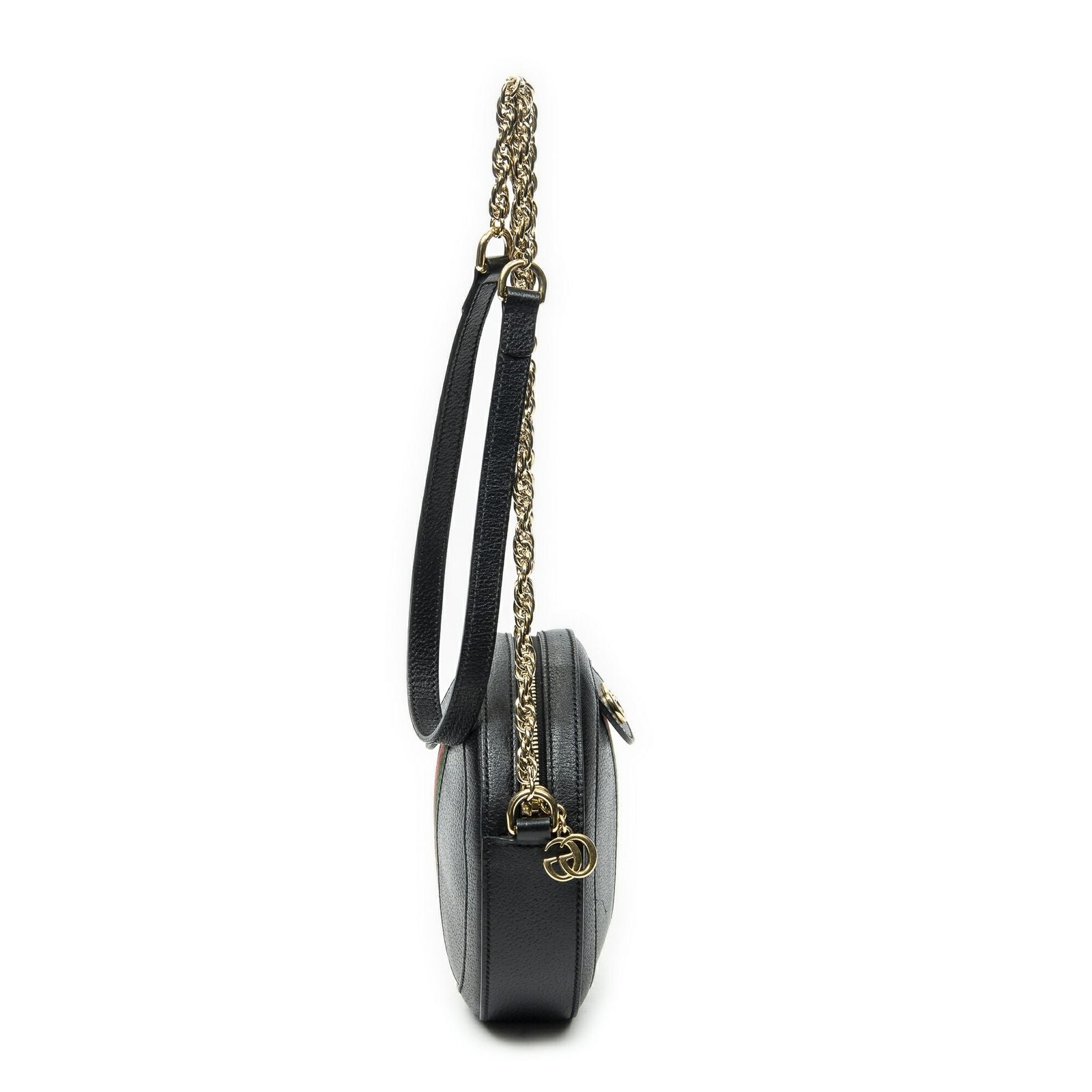 Gucci Mini Web Ophidia Crossbody Black Gray Calfskin Leather — view 4