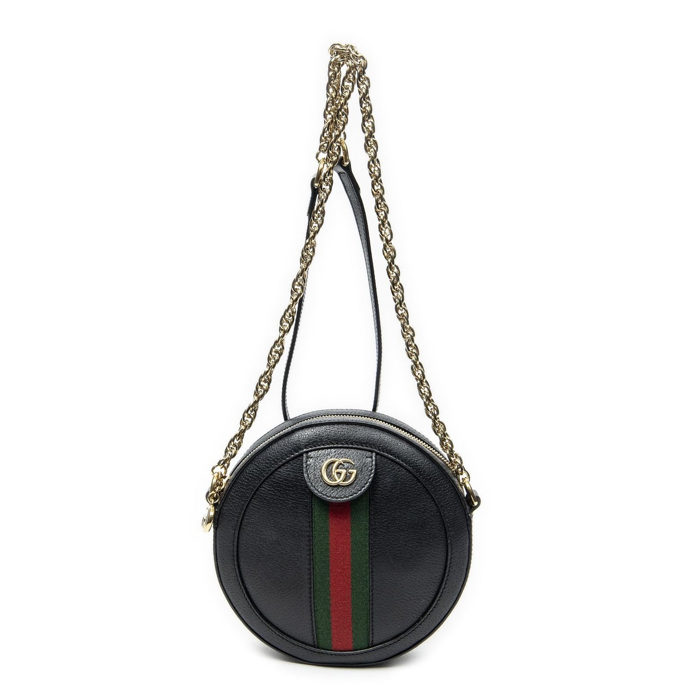 Gucci Mini Web Ophidia Crossbody Black Gray Calfskin Leather