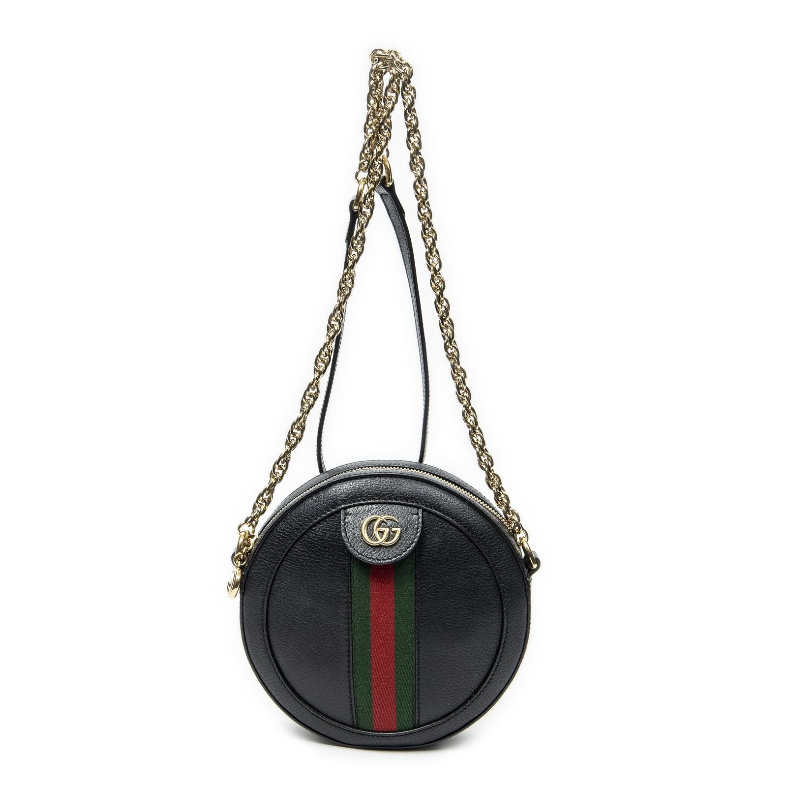 Gucci Mini Web Ophidia Crossbody Black Gray Calfskin Leather