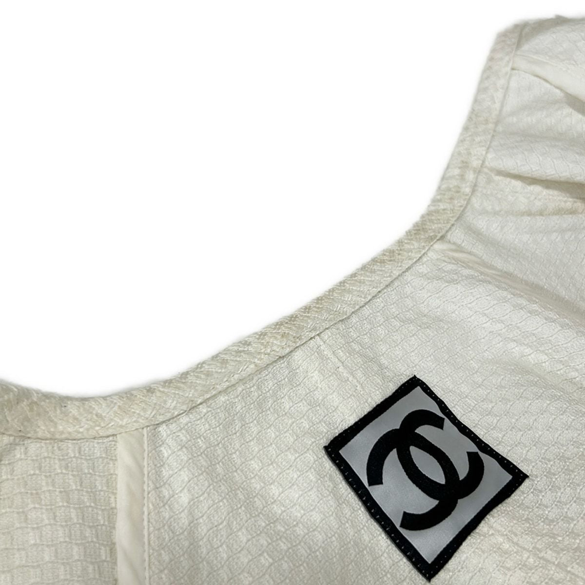 Chanel Jacket 34 S Sports Line White 3/4 Sleeve Zip Up CC Logo Camellia — view 8