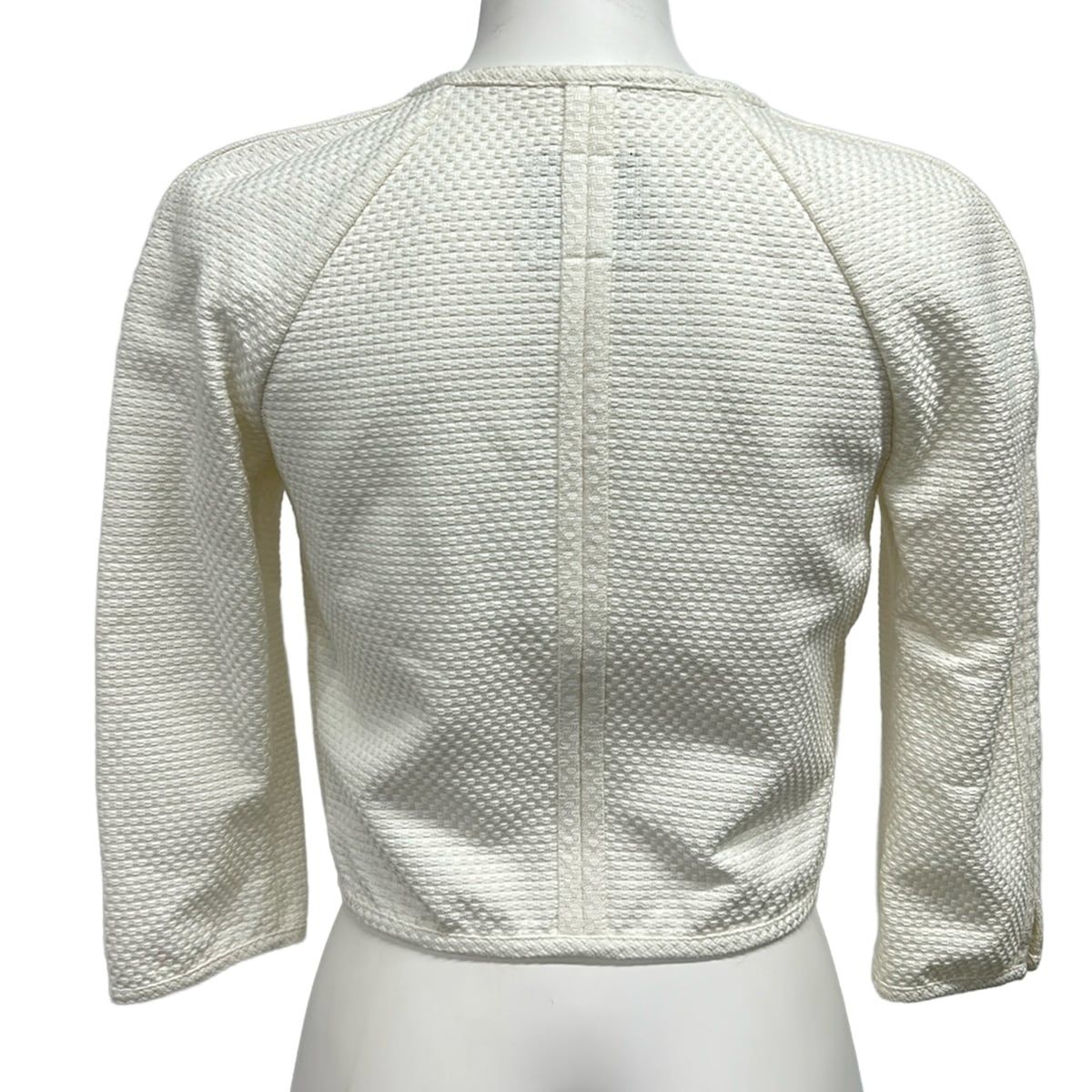 Chanel Jacket 34 S Sports Line White 3/4 Sleeve Zip Up CC Logo Camellia — view 2