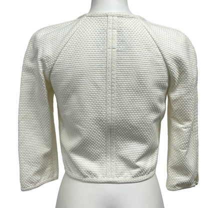 Chanel Jacket 34 S Sports Line White 3/4 Sleeve Zip Up CC Logo Camellia — view 2