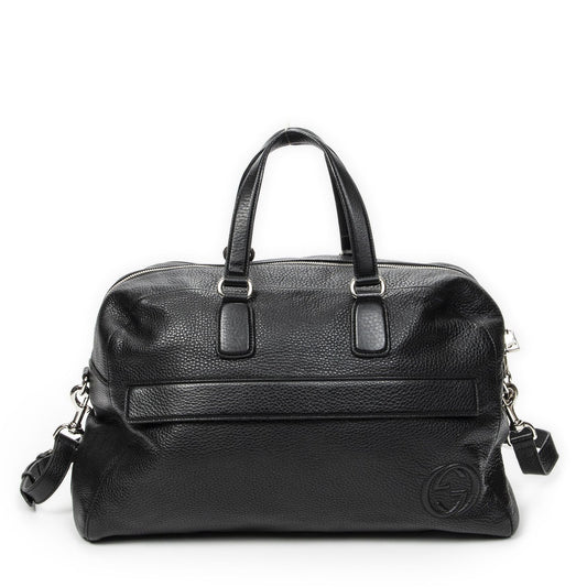 Gucci Soho Duffle Black Gray Calfskin Leather