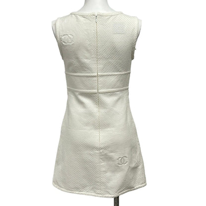 Chanel Dress 36 S Sports Line White Sleeveless Mini CC Logo Camellia Cotton — view 2