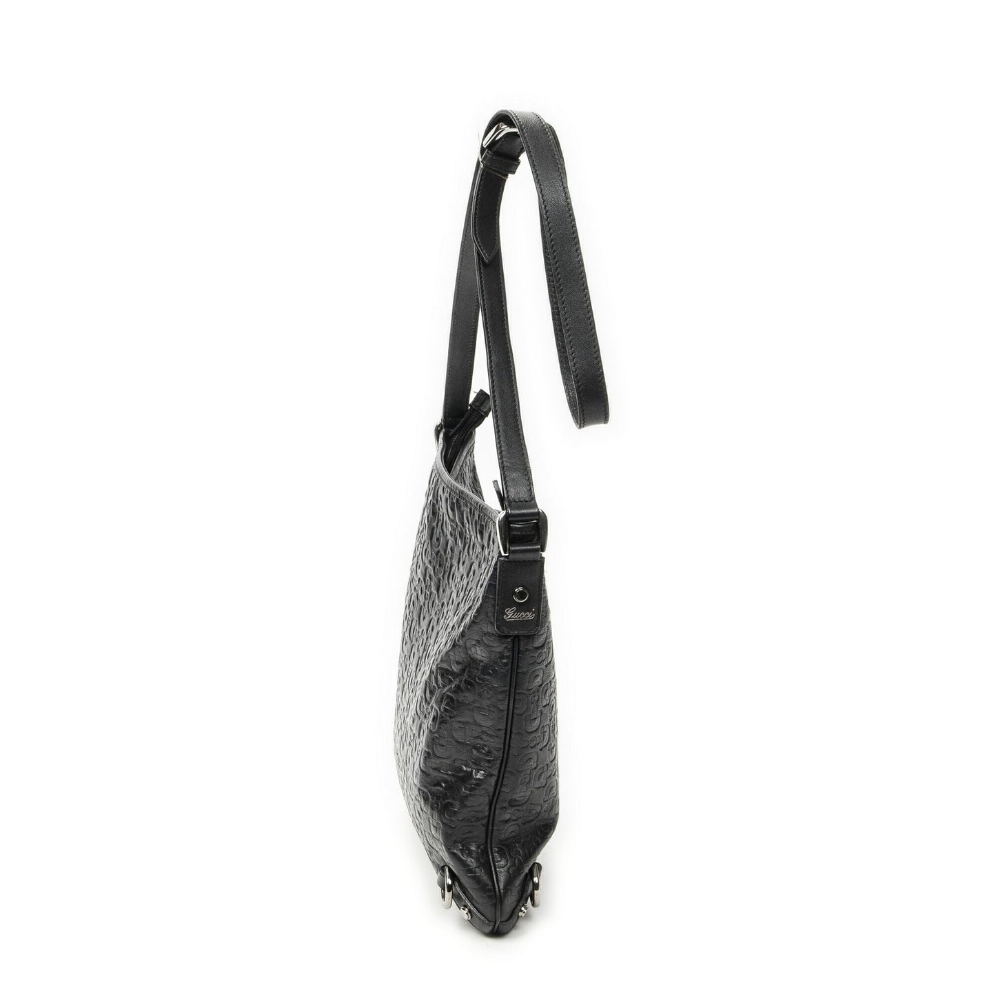 Gucci Abbey D Ring Crossbody Black Horsebit Embossed Leather — view 4